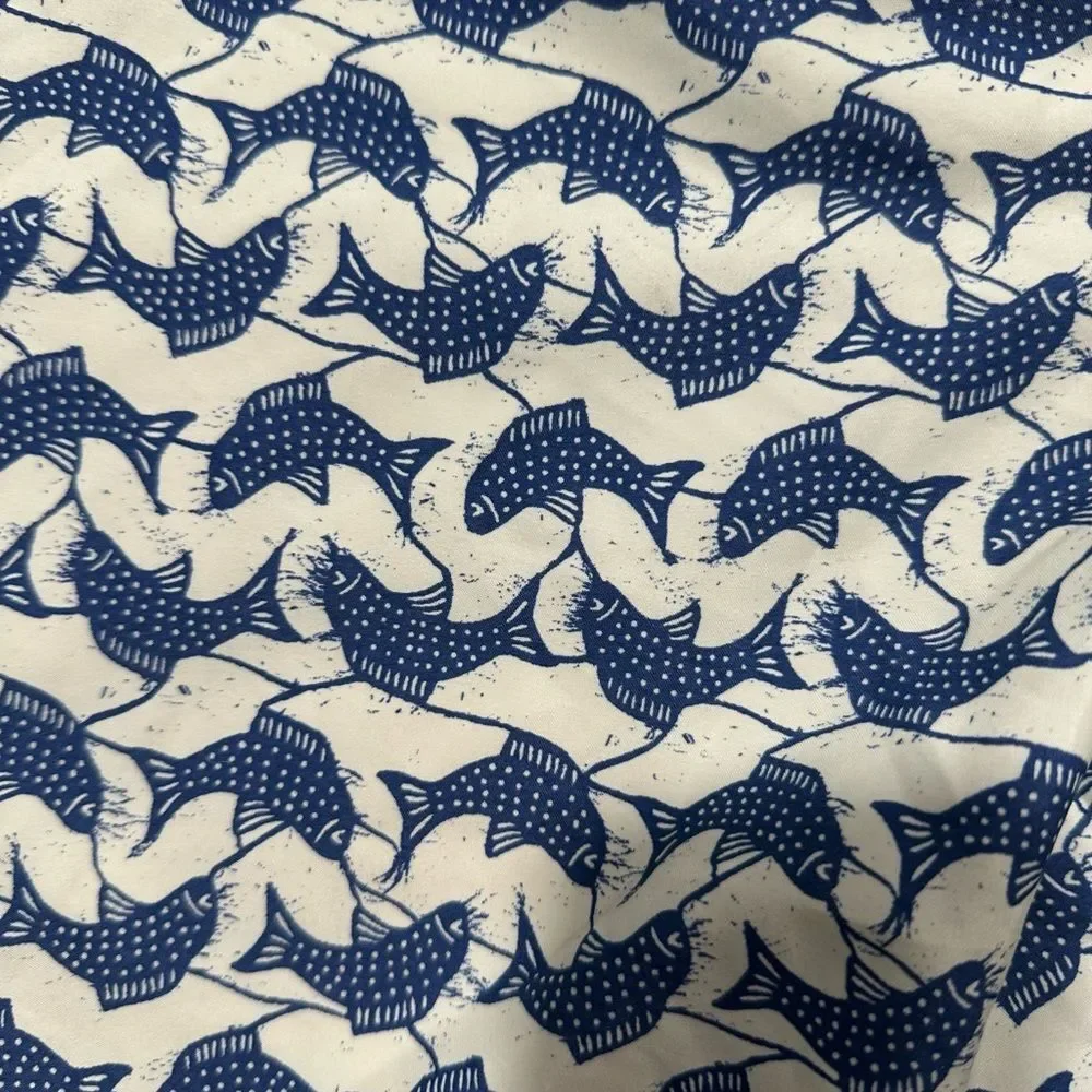 Tommy Hilfiger Blue & White Koi Patterned Swim Trunks